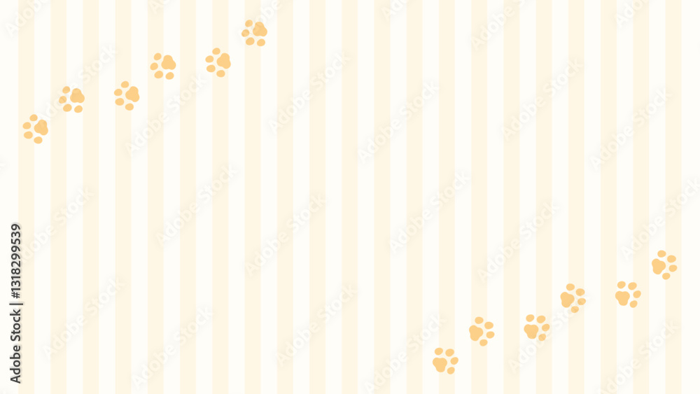 犬猫の肉球のフレーム、足跡の模様の背景素材