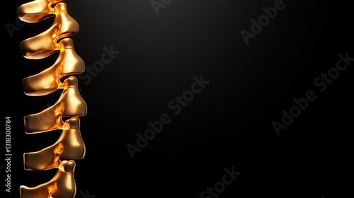 Golden Vertebral Column Anatomy Spinal Structure Lumbar Backbone Health Medical Image Illustration on Plain Background