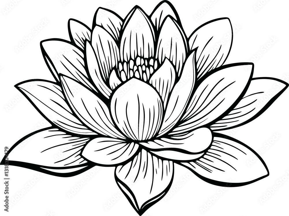 Obraz premium lotus lineart vector. illustration vesak day design element eps5