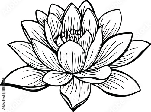 lotus lineart vector. illustration vesak day design element eps5