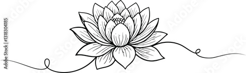 lotus lineart vector. illustration vesak day design element eps7