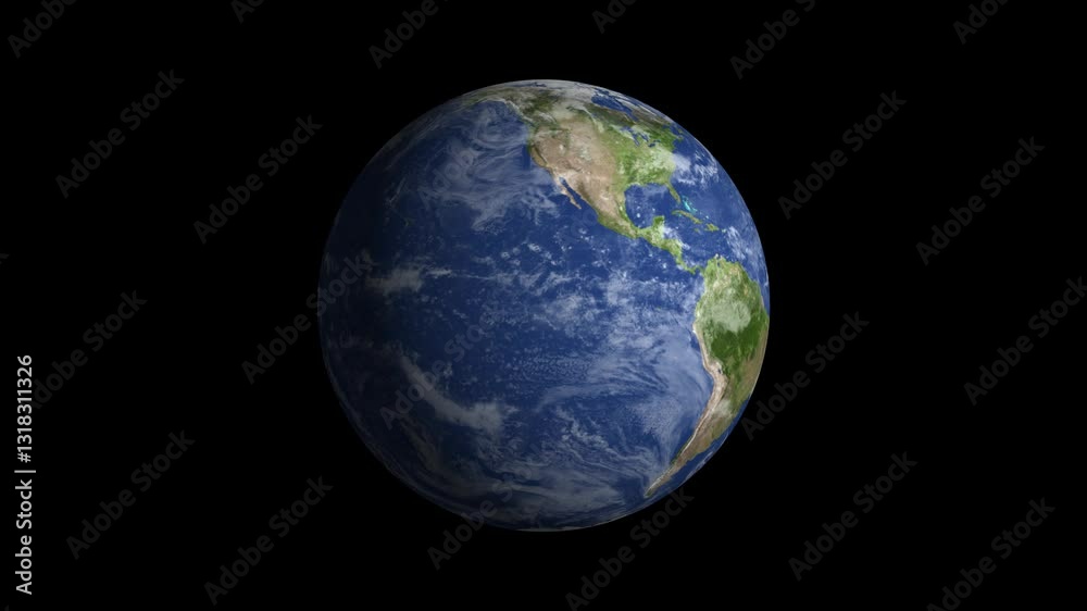 Earth Globe rotation isolated on black background, 3d planet earth with clouds around, Rotation 360 degrees realistic Earth, Planet earth rotation black background Earth Globe rotation isolated on black background, 3d planet earth with clouds around, Rotation 360 degrees realistic Earth, Planet earth rotation black background