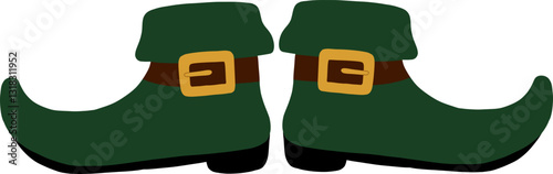 Colorful elf shoes with golden buckles perfect for festive celebrations.