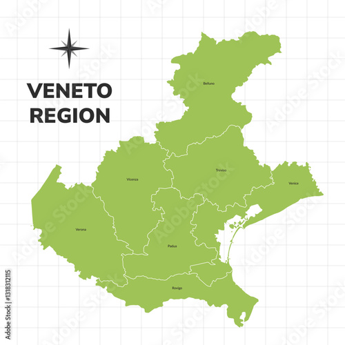 Veneto Region map illustration. Map of the Region in Italy
