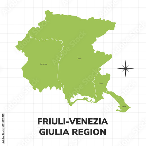 Friuli-Venezia Giulia Region map illustration. Map of the Region in Italy