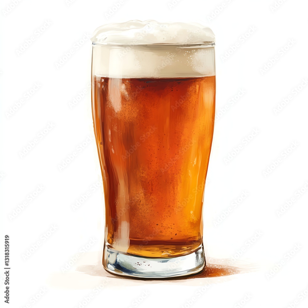 A refreshing glass of amber beer topped with frothy foam, perfect for summer gatherings and celebrations. A refreshing glass of amber beer topped with frothy foam, perfect for summer gatherings and celebrations.