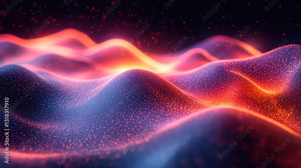 Holographic wave science texture featuring refracted neon-lit light patterns, quantum energy distortions, and futuristic plasma interactions Holographic wave science texture featuring refracted neon-lit light patterns, quantum energy distortions, and futuristic plasma interactions