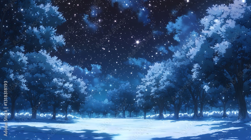 Serene winter night starry sky view images