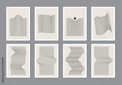 Set of trendy abstract aesthetic creative minimalist artistic geometric composition