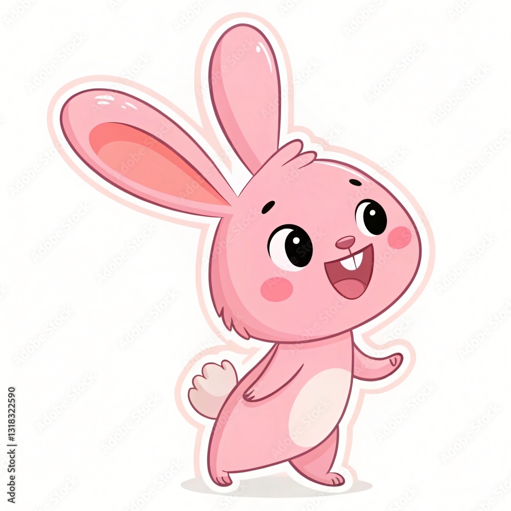 Adorable Pink Bunny Rabbit Cartoon Illustration Happy Easter Cute Animal Character Design Adorable Pink Bunny Rabbit Cartoon Illustration Happy Easter Cute Animal Character Design