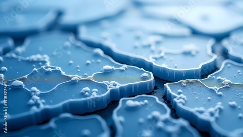 A Mesmerizing Frozen Landscape, A Miniature World Of Icy Blue Terrains With Glistening Frost And Subtle Shadows