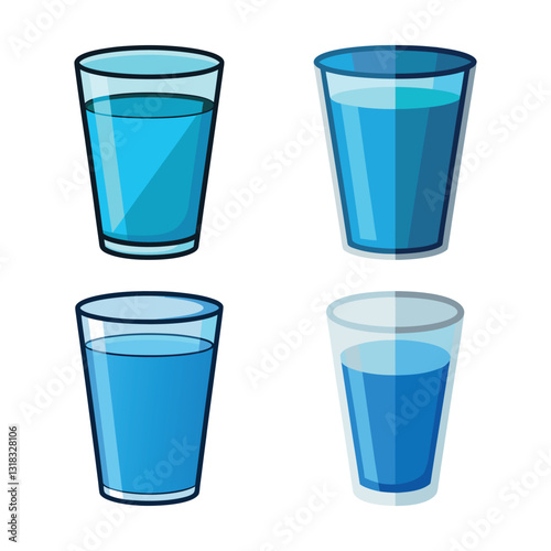 glass of water flat design isolated on white background