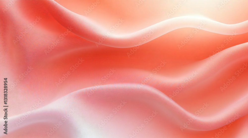 Fototapeta premium Elegant abstract flowing fabric in coral and white colors with a serene mood. Ideal for Mother's Day, baby celebrations, and Valentine's designs.