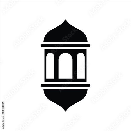 Ramadan Mubarak icon logo template design with lantern and mosque lighting concept