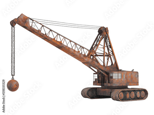 Wrecking ball crane isolated on transparent background Generative Ai.