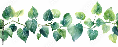 Green vine leaves border, nature design