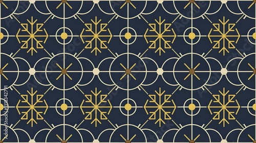 Sophisticated Snowflakes Abstract Geometric Pattern in White and Gold