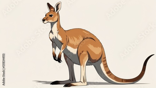 Charming cartoon kangaroo illustration, perfect for nature and wildlife themes. Ideal for children's books, educational materials, or any project needing playful touch.