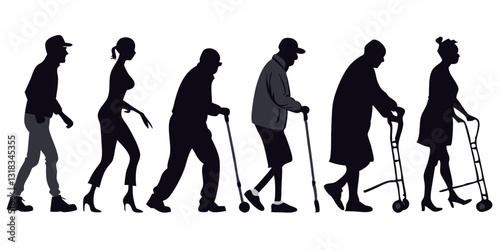 Disabled Person Silhouette Vector | Blind People Illustration