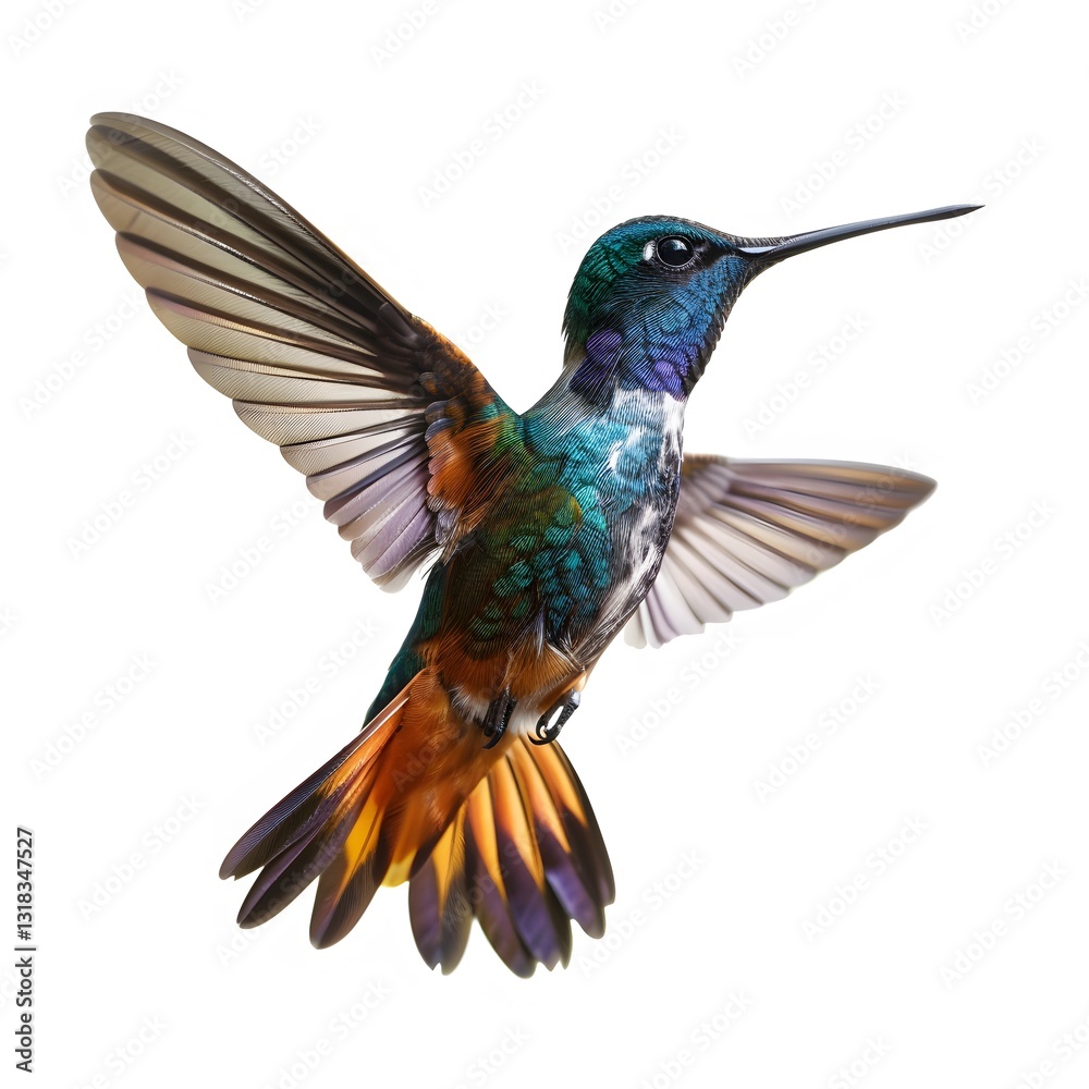 Obraz premium Vibrant Hummingbird in Flight with Colorful Feathered Plumage