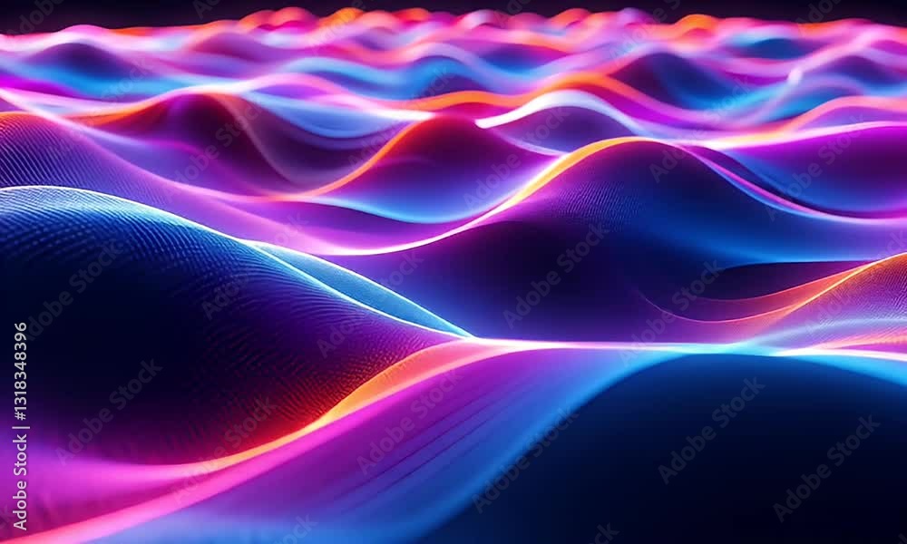 Abstract Waves With Gradient Colors And Luminous Dots On Dark Background Modern Digital Art Vibrant And Dynamic Geometric Shapes Abstract Waves With Gradient Colors And Luminous Dots On Dark Background Modern Digital Art Vibrant And Dynamic Geometric Shapes