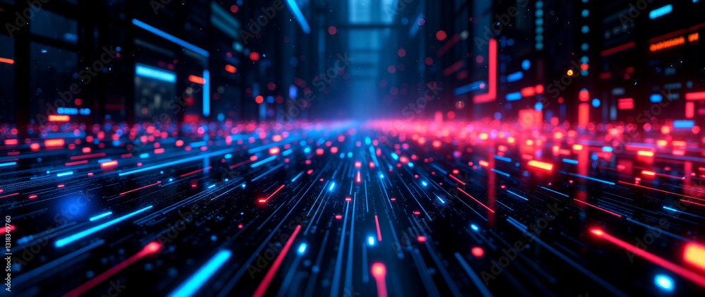 Obraz premium Digital Harmony: A Futuristic Background for Technology, Innovation, and Education