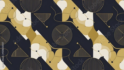 Golden Luxury Abstract Geometric Pattern with Golden Line Art Texture