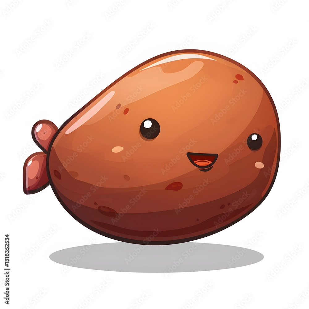 Fototapeta premium Cute Cartoon Character of a Smiling Brown Fish with Simple Design