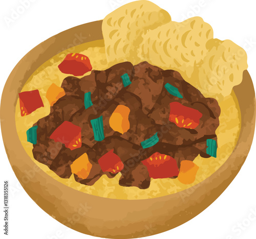 Indonesian street food culinary named soto betawi. streetfood vector illustration. indonesian food hand drawn illustration