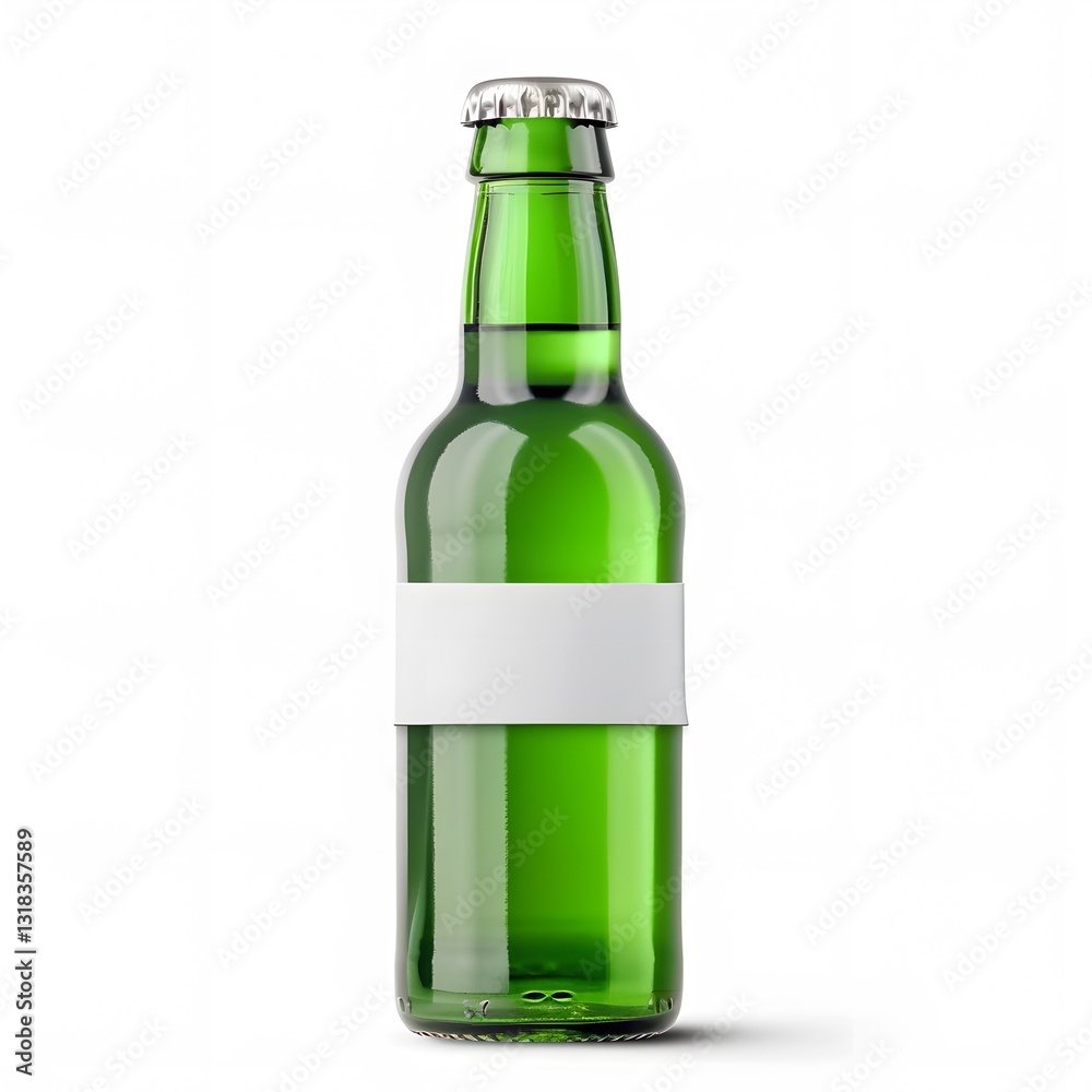 Isolated Green Glass Beer Bottle with Blank Label for Customization Isolated Green Glass Beer Bottle with Blank Label for Customization