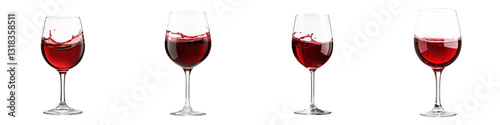 Wallpaper Mural Close up view of red wine glasses on a wooden table with splashing wine in one of the glasses representing the enjoyment and of a fine wine experience Torontodigital.ca