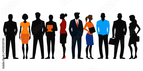 Professional Diversity: The Vibrant Silhouettes of Business Professionals
