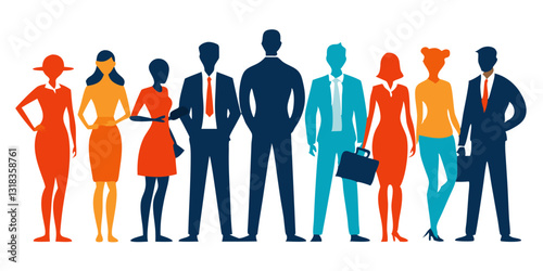 Professional Diversity: The Vibrant Silhouettes of Business Professionals
