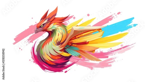 Colorful Phoenix in Abstract Style