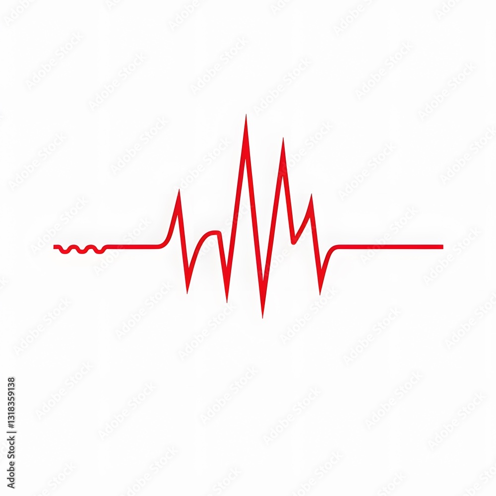 Naklejka premium Red Heartbeat Line Graphic on White Background for Medical Use