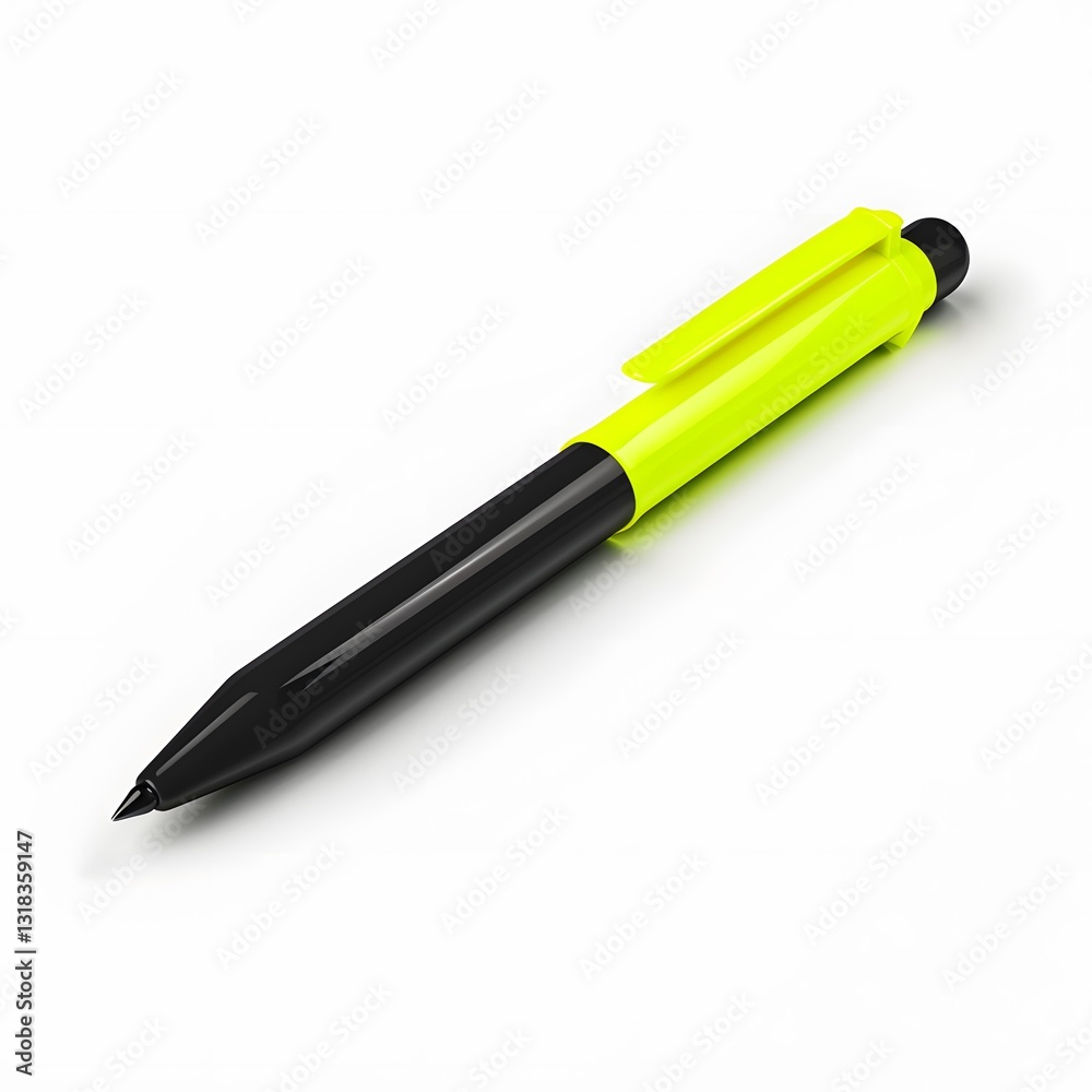 Black and Yellow Highlighter Pen on a Light Background