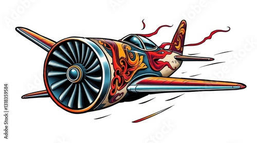 Colorful Vintage Airplane in Flight