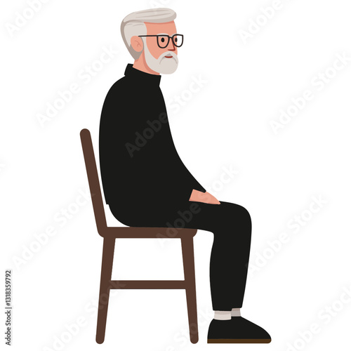 vector illustration of a old man