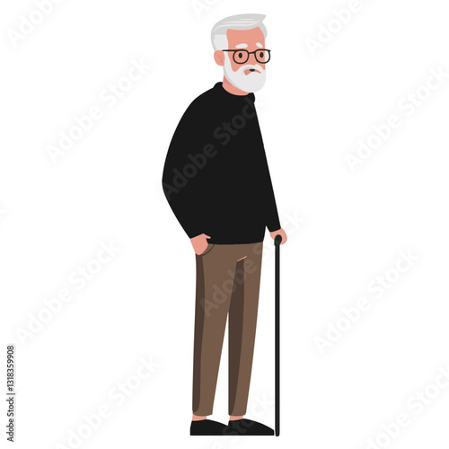 vector illustration of a old man