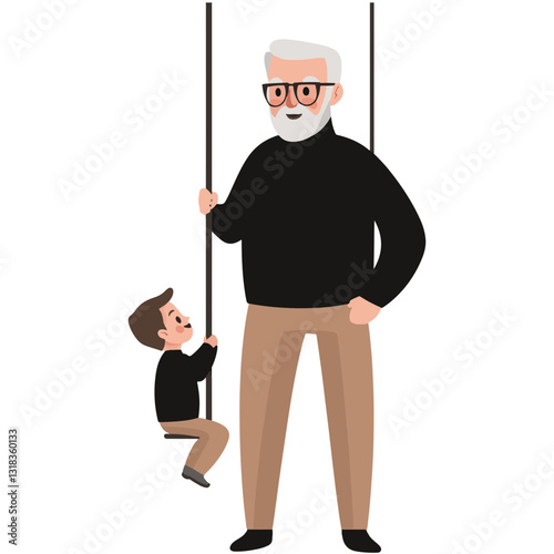 vector illustration of a old man