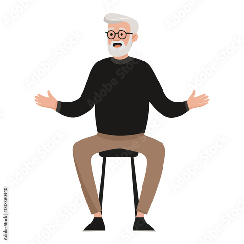 vector illustration of a old man