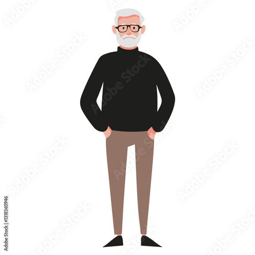 vector illustration of a old man