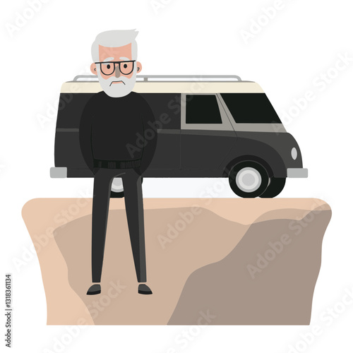 vector illustration of a old man
