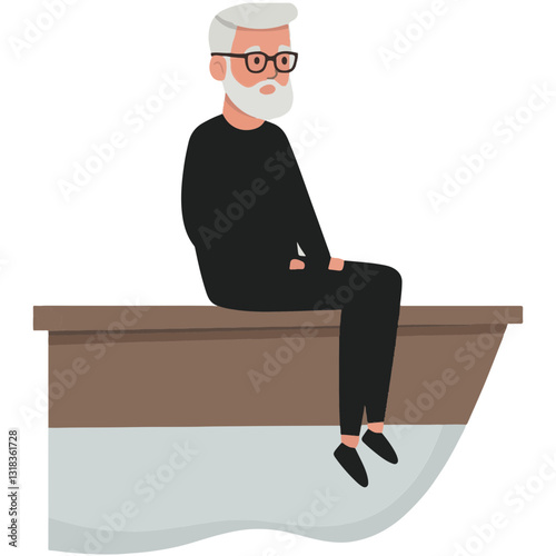vector illustration of a old man