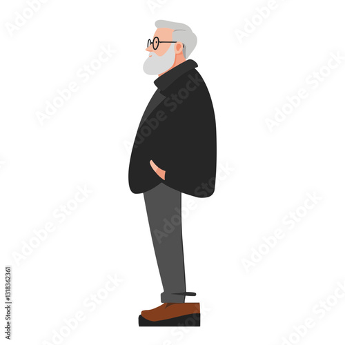 vector illustration of a old man