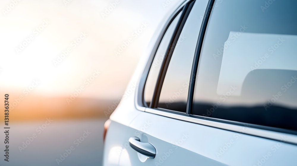 Obraz premium Close-up View of Tinted Automotive Window with Heat-Reflective Film