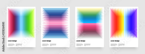 Template with blended shapes texture for events, companies or business. Ribbed colorful gradient for flyer, poster, cover, banner or background. 