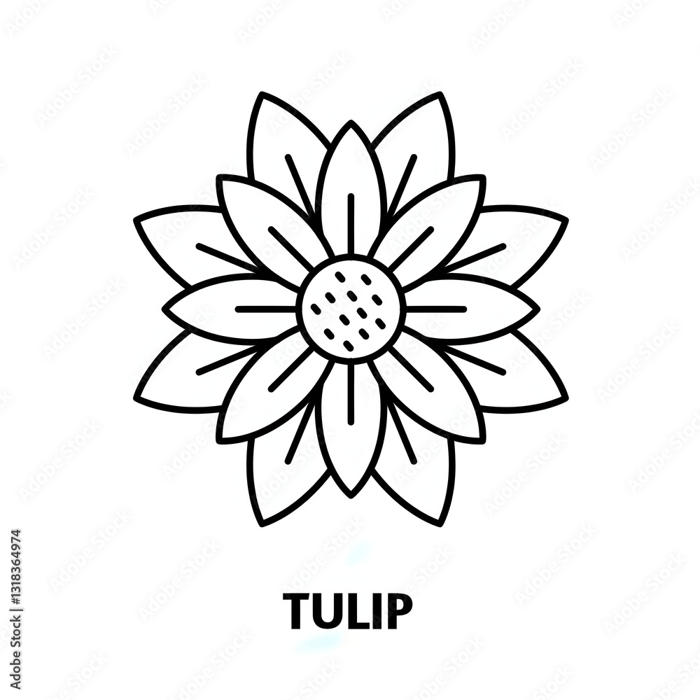 Tulip editable stroke outline icon isolated on white background flat vector illustration, black outline, Pixel perfect Tulip editable stroke outline icon isolated on white background flat vector illustration, black outline, Pixel perfect