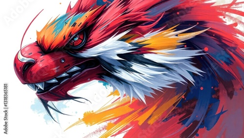 Fierce Dragon Profile, Abstract Style