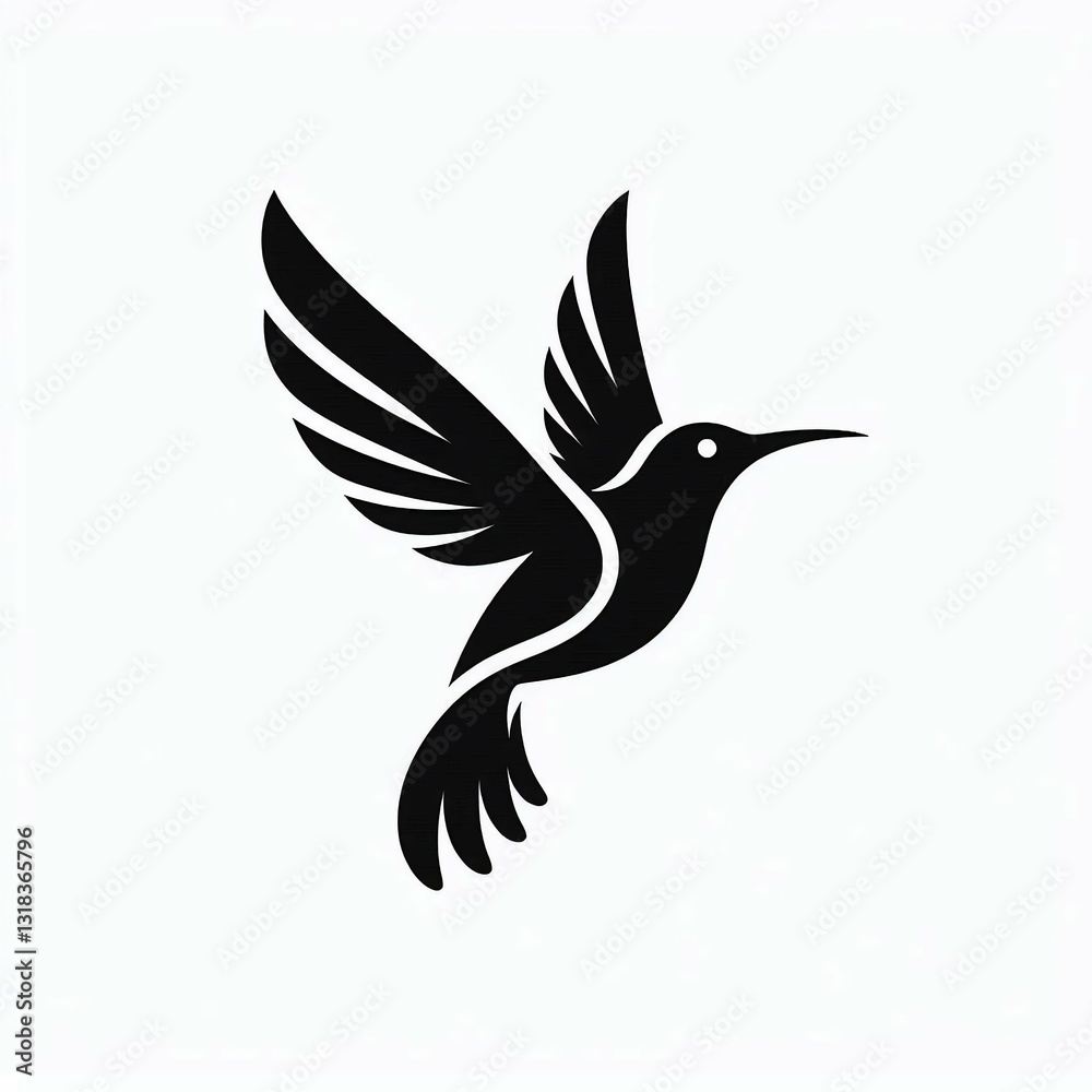 Fototapeta premium Elegant Silhouette Hummingbird in Flight